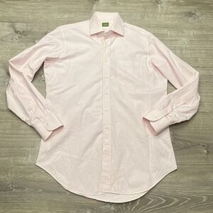 Sid Mashburn Dress Shirt Mens 15.5 34/35 Pink Stripe Regular Fit Long Sleeve